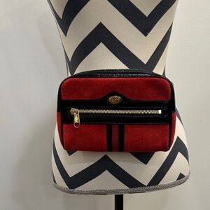 Gucci Ophidia Red Suede and Black Belt Bag Size 85